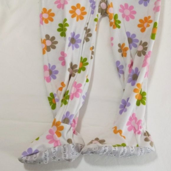 carter's retro floral fleece zipper footie sleeper pajamas 4T toddler girls - Picture 4 of 5